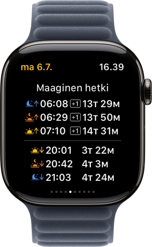 Sundial+:n Maaginen hetki -näyttö Apple Watchissa