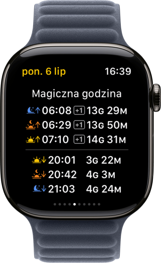 Ekran Magic Hour w Sundial+ na Apple Watch