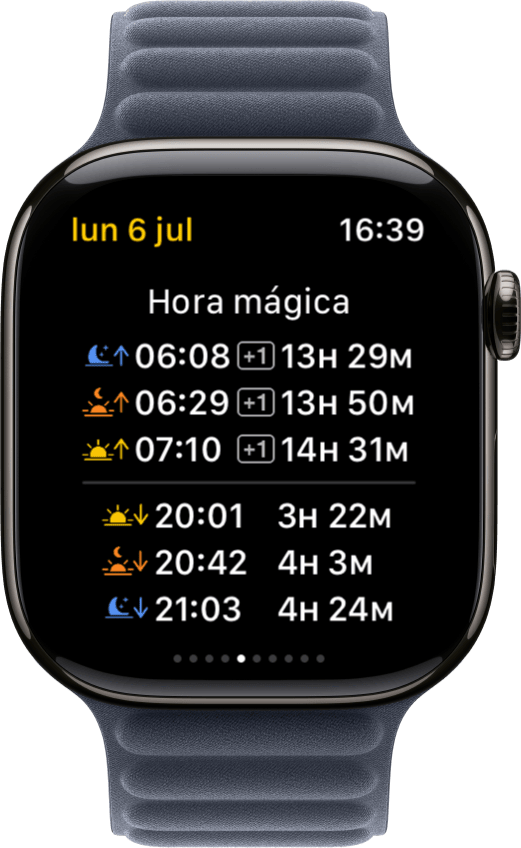 Pantalla Hora mágica de Sundial+ en Apple Watch