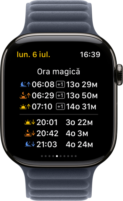 Ecranul Sundial+ Ora magică pe Apple Watch