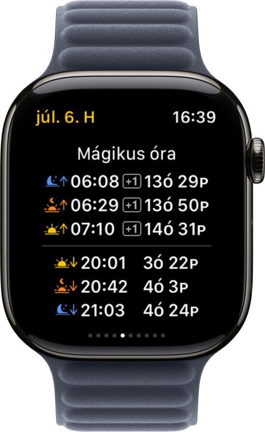 A Sundial+ Varázsóra képernyője Apple Watchon