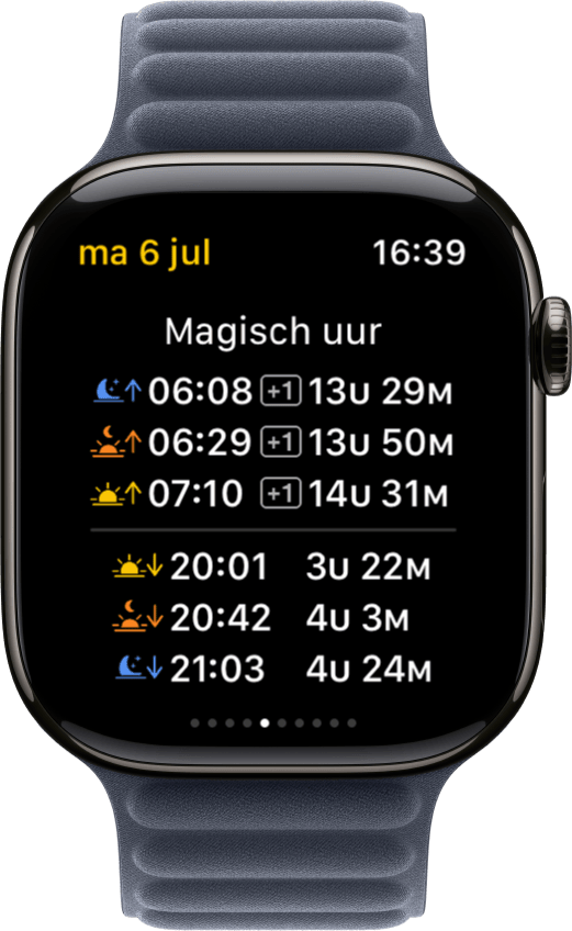 Sundial+-scherm Magisch uur op Apple Watch