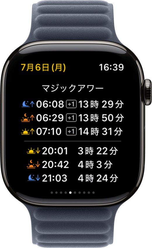 Apple WatchのSundial+マジックアワー画面
