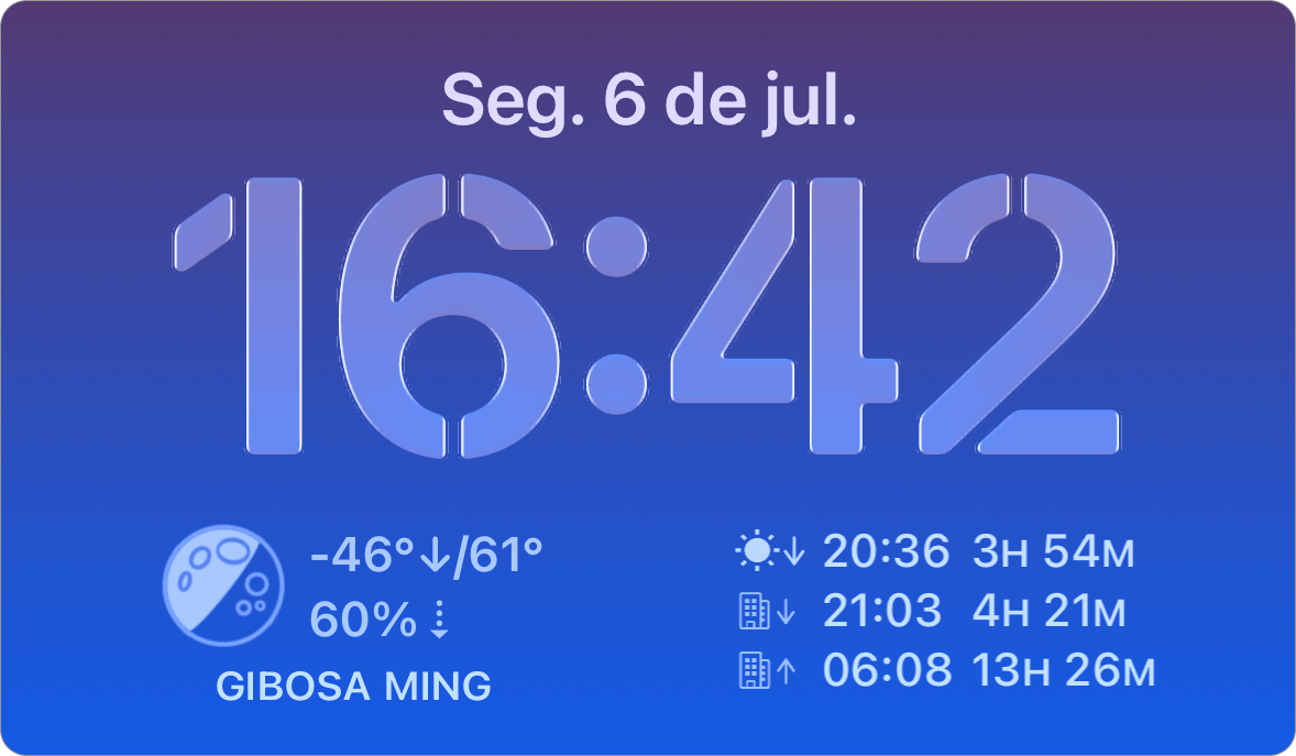 Capturas de ecrã dos widgets do ecrã bloqueado