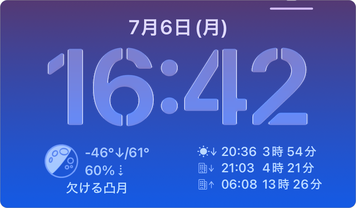 ロック画面ウィジェットのスクリーンショット