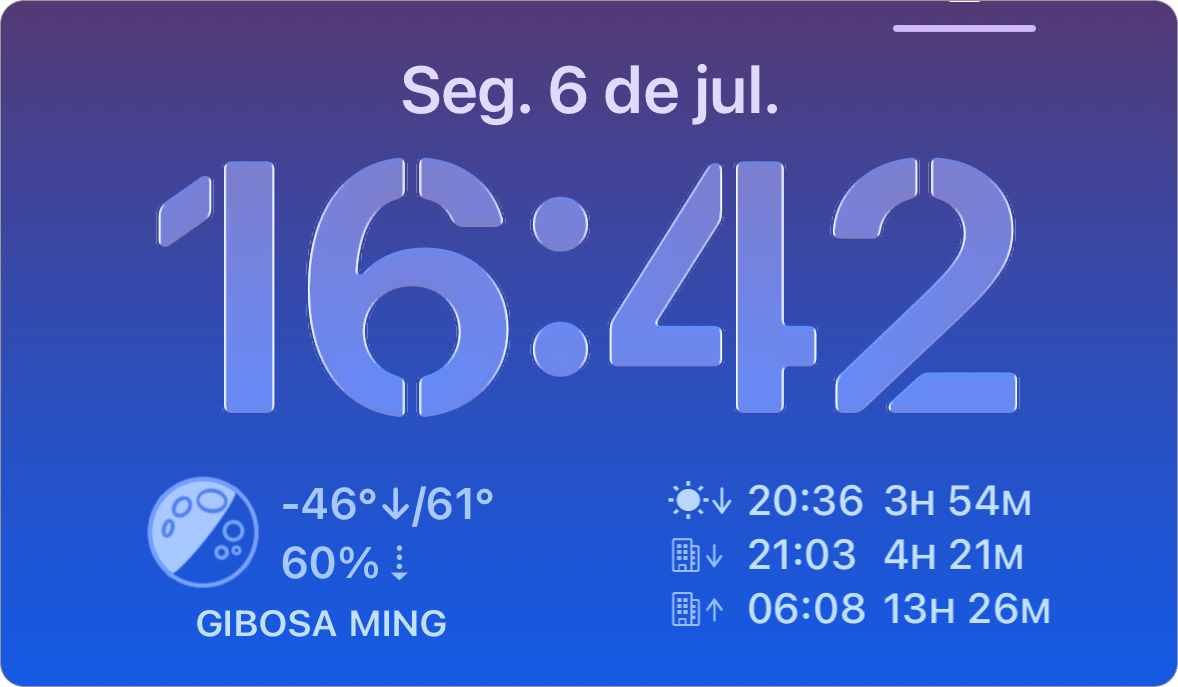 Capturas de tela dos widgets da Tela Bloqueada
