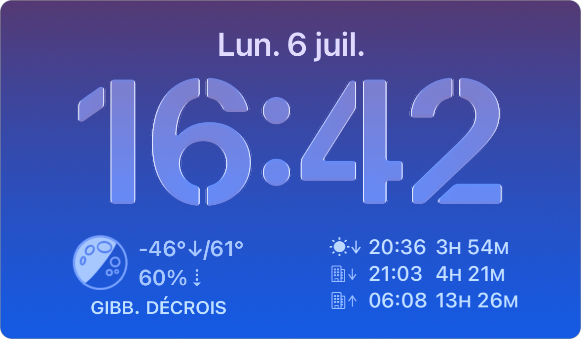 Captures d’écran des widgets d’écran verrouillé