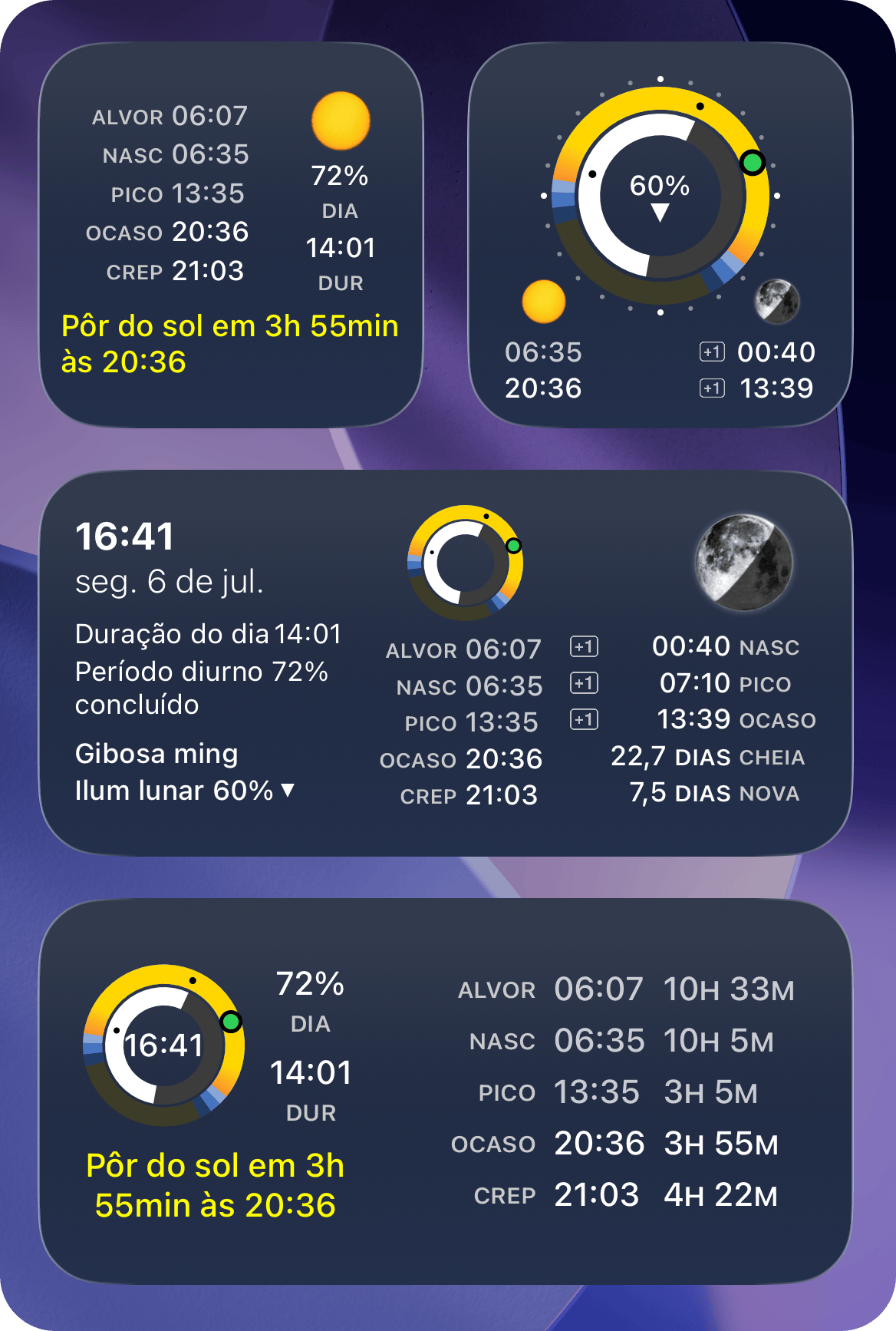 Captura de tela do widget da Tela de Início